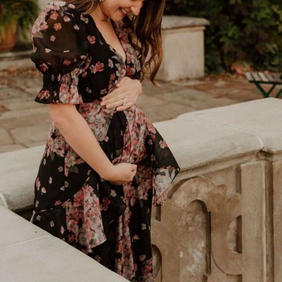 ASOS DESIGN dark sleeve voile midi tea dress with puff sleeves - Picture 3 of 7